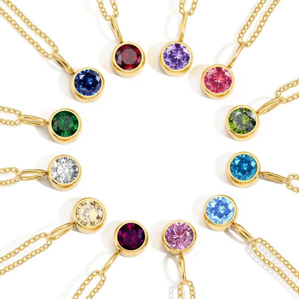 OEM Stainless Steel Birthstone Pendant Necklace Wholesale Women Cute  for Birthday Gift