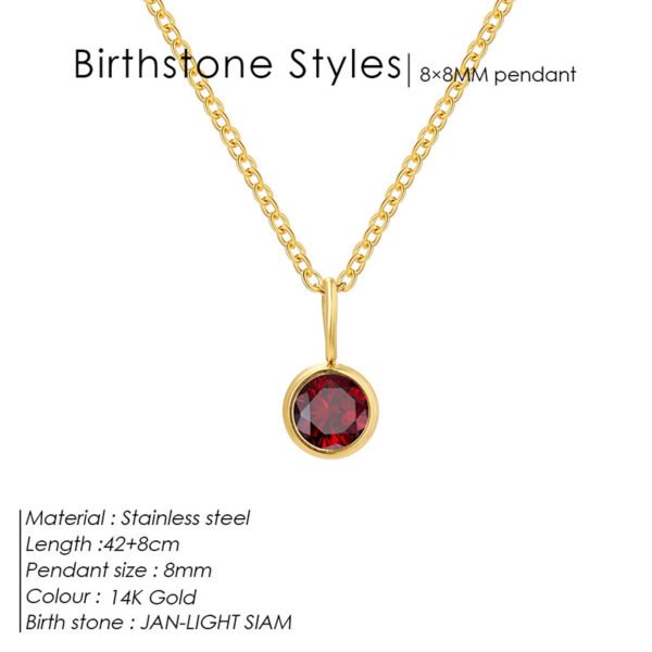 OEM Stainless Steel Birthstone Pendant Necklace Wholesale Women Cute  for Birthday Gift - Image 2