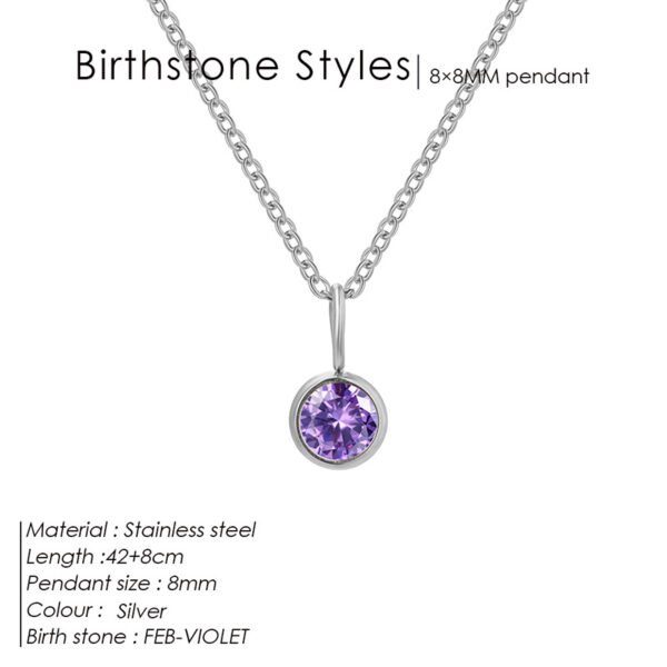 OEM Stainless Steel Birthstone Pendant Necklace Wholesale Women Cute  for Birthday Gift - Image 6