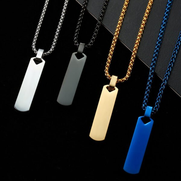 Customized Blank Stamp Engraved Pendant  Statement Custom Men Necklace Stainless Steel Mirror Polished