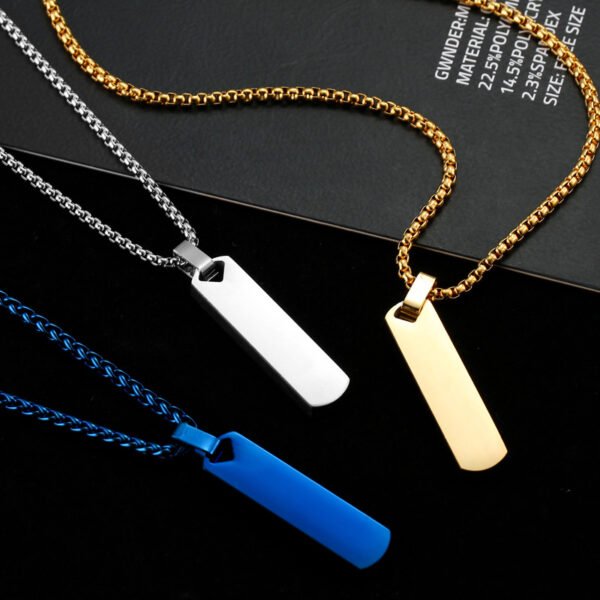Customized Blank Stamp Engraved Pendant  Statement Custom Men Necklace Stainless Steel Mirror Polished - صورة 2
