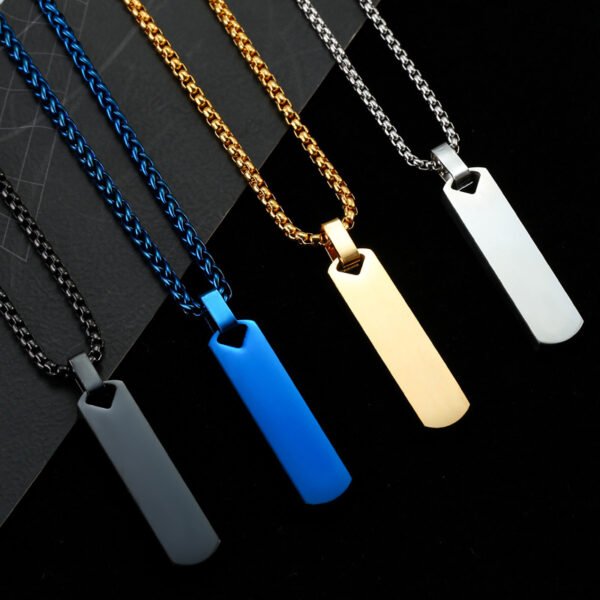 Customized Blank Stamp Engraved Pendant  Statement Custom Men Necklace Stainless Steel Mirror Polished - صورة 3