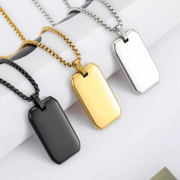 Factory Sales Stainless Steel Jewelry Statement Custom Rectangle Pendant Men Necklace