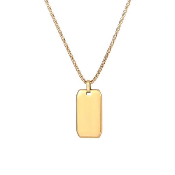 Factory Sales Stainless Steel Jewelry Statement Custom Rectangle Pendant Men Necklace - Imagen 2