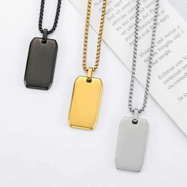 Factory Sales Stainless Steel Jewelry Statement Custom Rectangle Pendant Men Necklace - Imagen 3