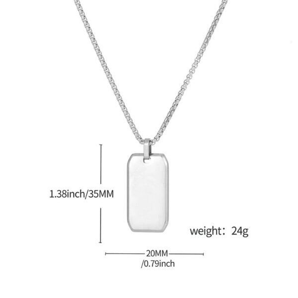 Factory Sales Stainless Steel Jewelry Statement Custom Rectangle Pendant Men Necklace - Imagen 4