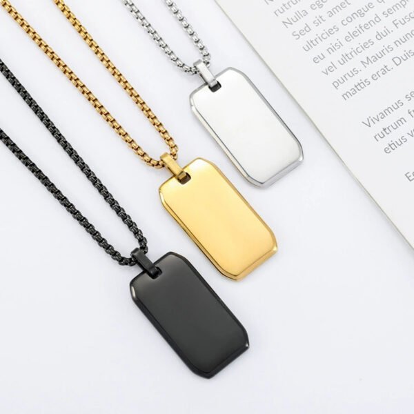 Factory Sales Stainless Steel Jewelry Statement Custom Rectangle Pendant Men Necklace - Imagen 5