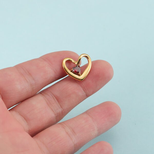 Elegant 18K Gold Plated Birthstones Heart Pendant Charms for Jewelry Making - Image 4