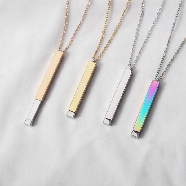 High Quality Hidden Blank Metal 3D Bar Necklaces Mirror Polished Bar Pendant Necklace Women Men Jewelry - صورة 4