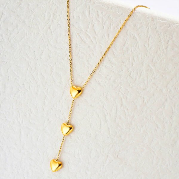 New Design Stainless Steel Heart Pendant Necklace with Gold Plated Women Fashion Long Choker Necklace - Image 5