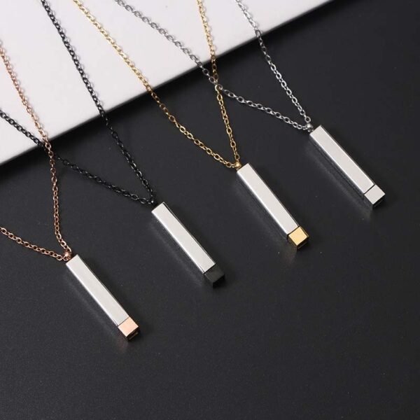 Cheap Price Mirror Polished Stainless Steel Pendant Women Men Jewelry Blank Metal Custom Logo Name Hidden Bar Necklace