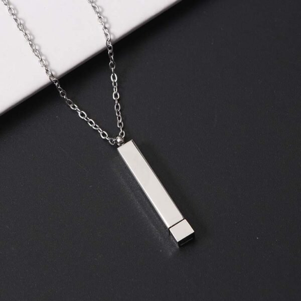 Cheap Price Mirror Polished Stainless Steel Pendant Women Men Jewelry Blank Metal Custom Logo Name Hidden Bar Necklace - Image 2