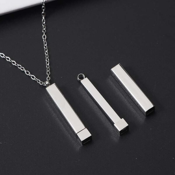 Cheap Price Mirror Polished Stainless Steel Pendant Women Men Jewelry Blank Metal Custom Logo Name Hidden Bar Necklace - Image 3