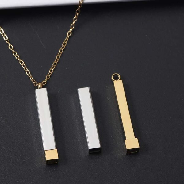 Cheap Price Mirror Polished Stainless Steel Pendant Women Men Jewelry Blank Metal Custom Logo Name Hidden Bar Necklace - Image 4