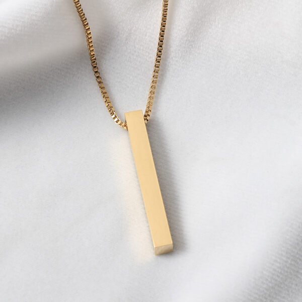 Wholesale Chain 3D Bar Pendant Necklace Men Women Necklace Custom Logo Name Stainless Steel Box - صورة 4