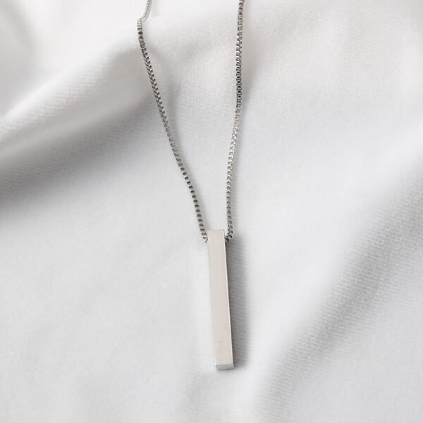 Wholesale Chain 3D Bar Pendant Necklace Men Women Necklace Custom Logo Name Stainless Steel Box - صورة 5