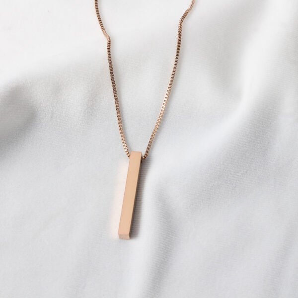 Wholesale Chain 3D Bar Pendant Necklace Men Women Necklace Custom Logo Name Stainless Steel Box - صورة 6