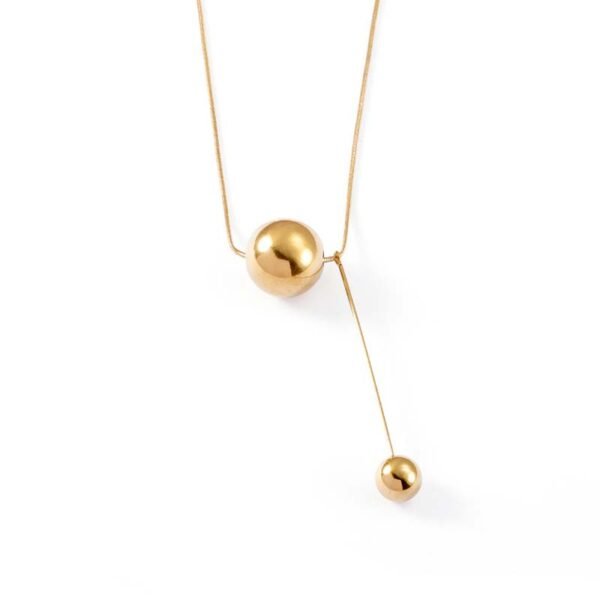 Factory Sales Women's Dainty Stainless Steel Ball Pendant Necklace with 18K Gold Plated Link Chain Trendy Geometric Style