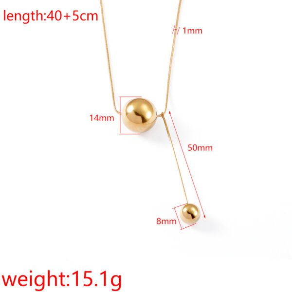 Factory Sales Women's Dainty Stainless Steel Ball Pendant Necklace with 18K Gold Plated Link Chain Trendy Geometric Style - صورة 4