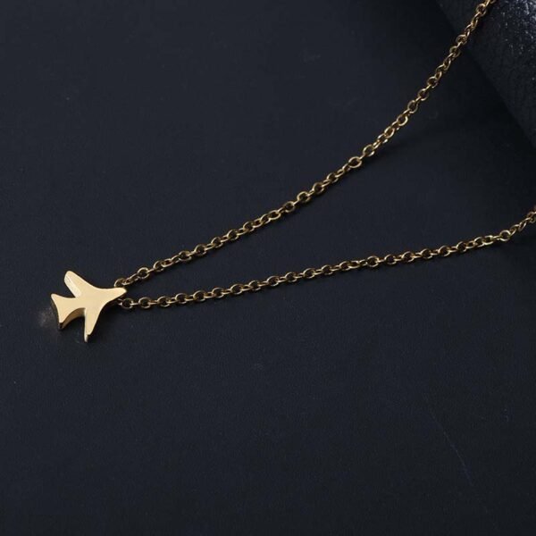 Factory Wholesales Cute Women Stainless Steel Gold Plated Small Pendant Plane Necklace for Girls - Image 6