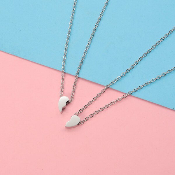 Split Broken Heart Necklace Factory Sales Mirror Polished No Tarnish - صورة 2