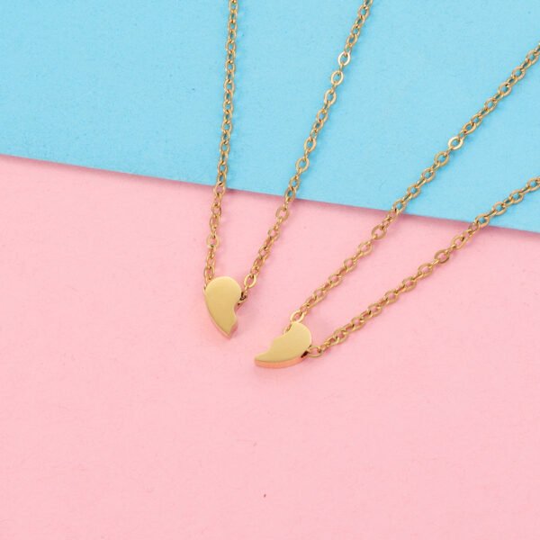 Split Broken Heart Necklace Factory Sales Mirror Polished No Tarnish - صورة 4