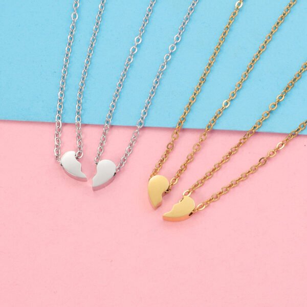 Split Broken Heart Necklace Factory Sales Mirror Polished No Tarnish - صورة 6