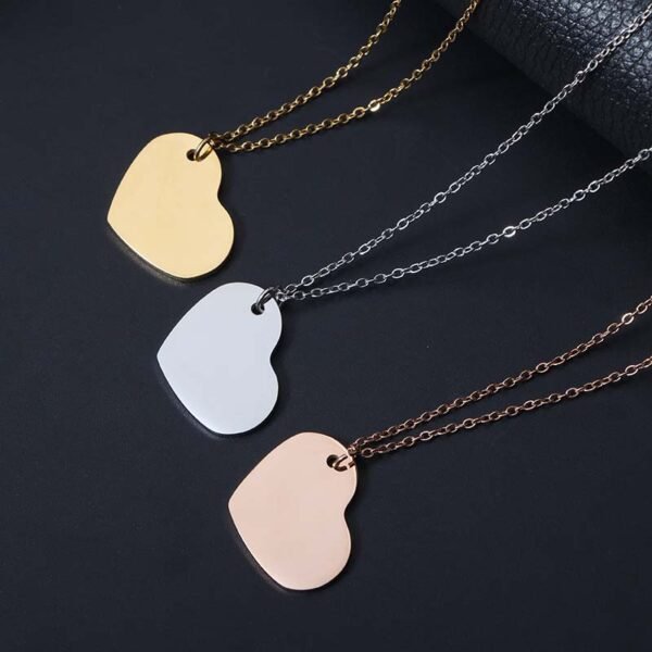 Elegant Women Stainless Steel Jewelry Mirror Polished Heart Pendant Necklace for Women - صورة 2