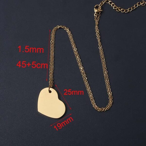 Elegant Women Stainless Steel Jewelry Mirror Polished Heart Pendant Necklace for Women - صورة 6
