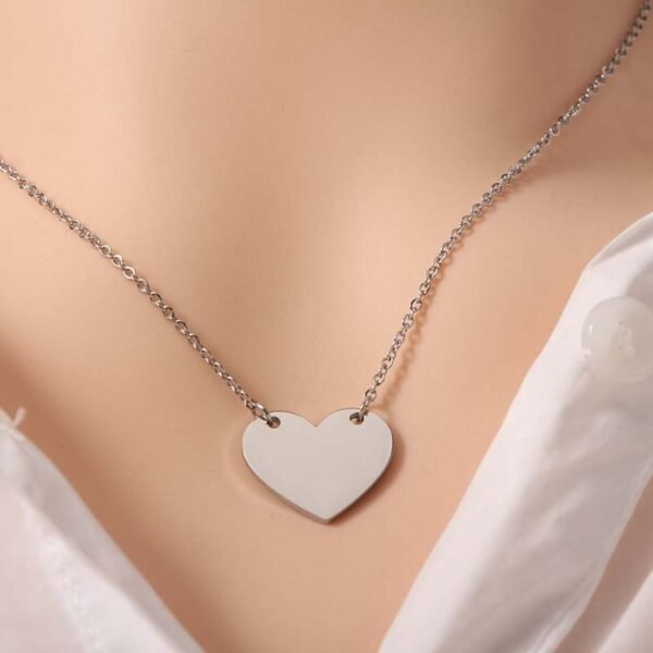 New Arrival Custom Blank Stainless Steel Dainty Gift Heart Pendant Necklace for Women - صورة 2
