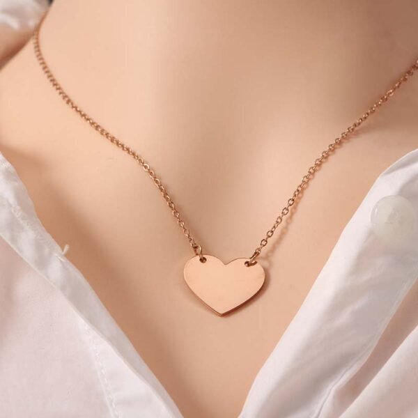 New Arrival Custom Blank Stainless Steel Dainty Gift Heart Pendant Necklace for Women - صورة 3