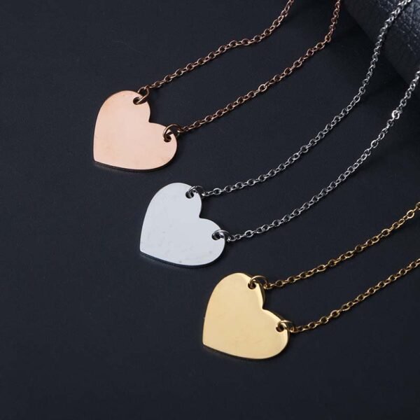 New Arrival Custom Blank Stainless Steel Dainty Gift Heart Pendant Necklace for Women - صورة 4