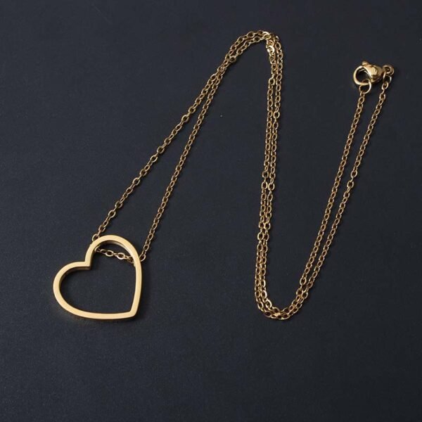 Waterproof Gold Plated Heart Necklace New Personalized Stainless Steel Jewelry 18K PVD - صورة 3