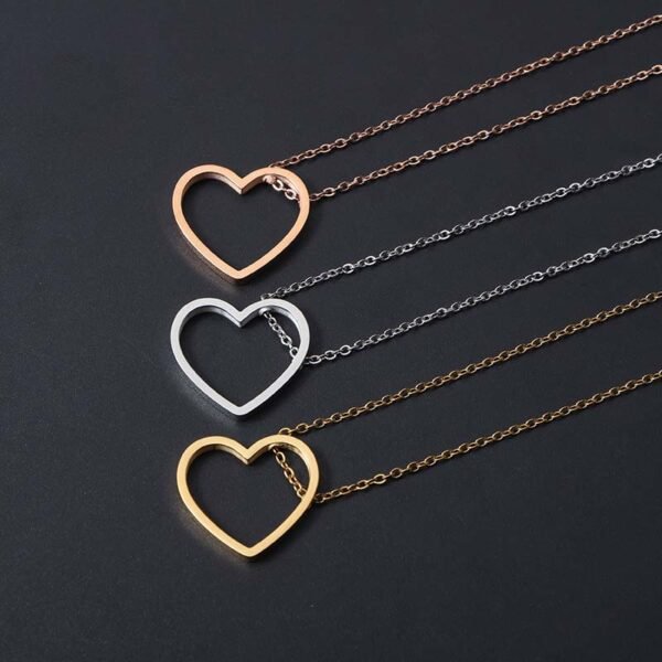 Waterproof Gold Plated Heart Necklace New Personalized Stainless Steel Jewelry 18K PVD - صورة 6