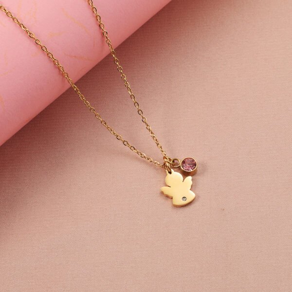Wholesales Cute Design New Stainless Steel Gold Plated Silver Women Girl Gift Angel Engraved Pendant Necklace - Image 3