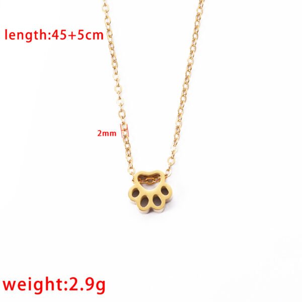 Factory Price Gold Plated Cute Tiny Fashion No Fade Pet Paw Footprint Pendant Necklace - صورة 5
