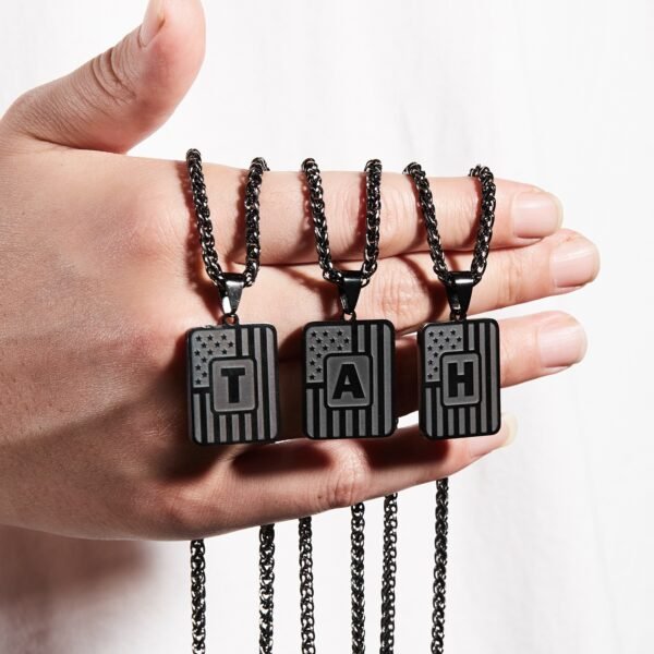 Dainty Stainless Steel Men Initial Pendant Necklace With 26 Letters A-Z Black Plated Alphabet Men Charms Children's Party - Image 6