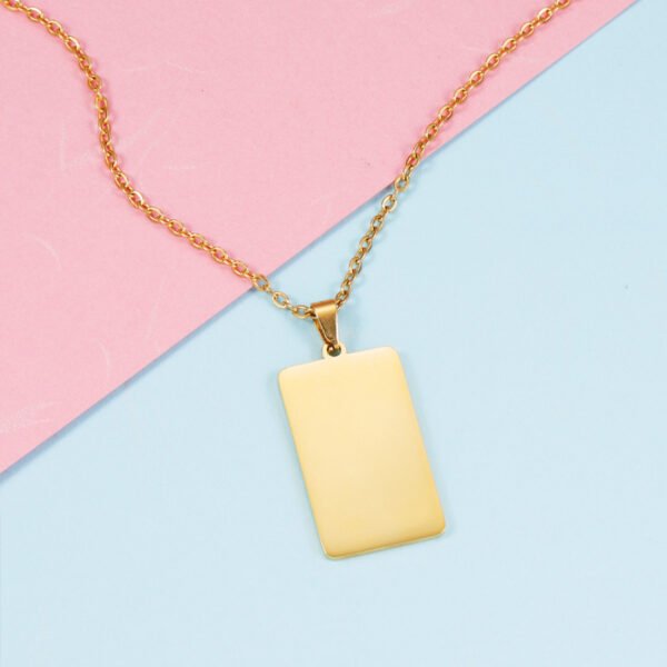 New Simple Design Mirror Polished Rectangle Necklace Stainless Steel Men Jewelry Rectangle Custom Chain Necklace