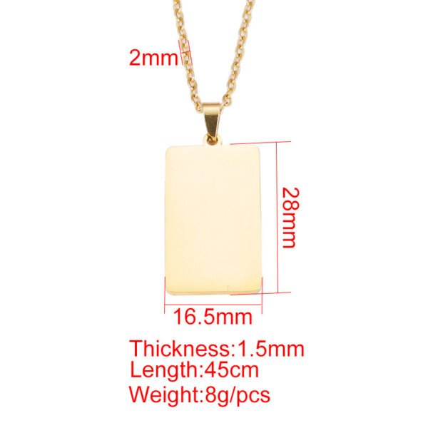 New Simple Design Mirror Polished Rectangle Necklace Stainless Steel Men Jewelry Rectangle Custom Chain Necklace - صورة 5