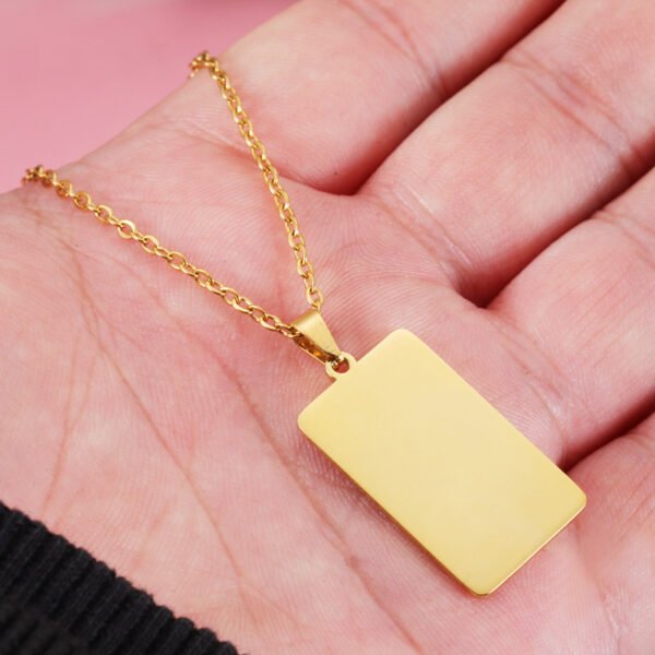 New Simple Design Mirror Polished Rectangle Necklace Stainless Steel Men Jewelry Rectangle Custom Chain Necklace - صورة 6