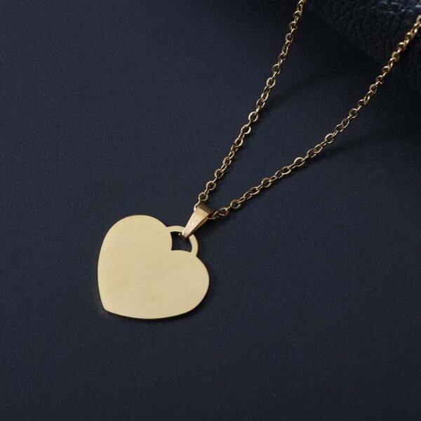 OEM Heart Pendant Chain Necklace Stainless Steel Custom Made Statement Blank Engraved Logo