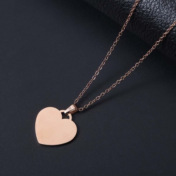OEM Heart Pendant Chain Necklace Stainless Steel Custom Made Statement Blank Engraved Logo - صورة 4
