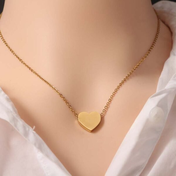 Factory Sales Stainless Steel Heart Pendant Custom Name Necklace Men Women Jewelry - Imagen 3
