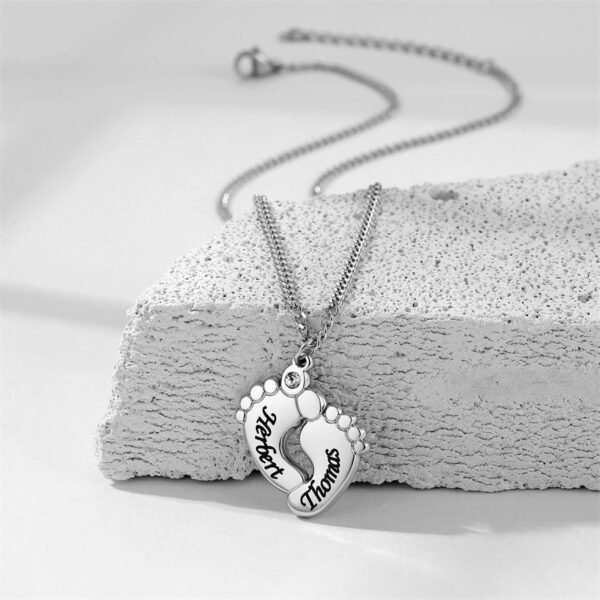 OEM Baby Feet Necklace Custom Name Stainless Steel Cute Jewelry Necklace With Zircon - Bild 2