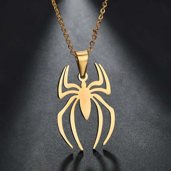 Factory Sales Gold Plated Spider Pendant Necklace Stainless Steel