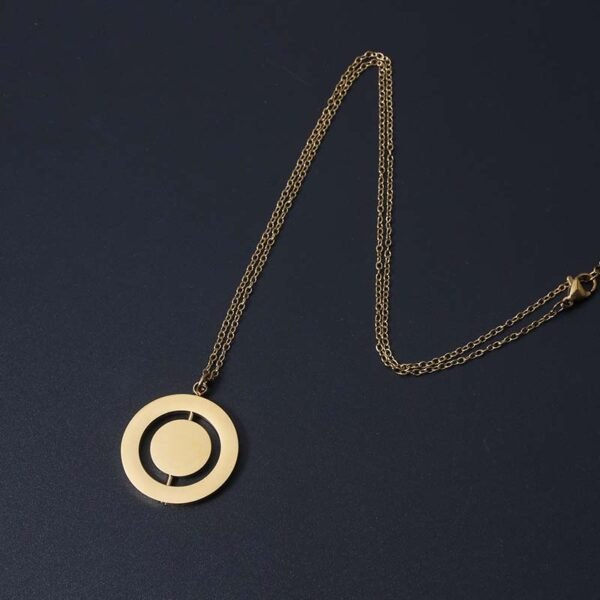 New Arrival Rotating Circle Custom Necklace Elegant Rotating Circle Women Mirror Polished Stainless Steel Blank Engraved Custom Necklace - Image 2