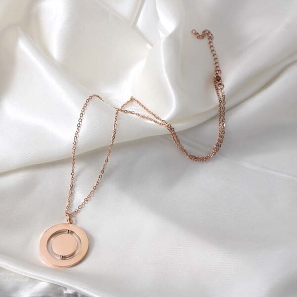 New Arrival Rotating Circle Custom Necklace Elegant Rotating Circle Women Mirror Polished Stainless Steel Blank Engraved Custom Necklace - Image 6
