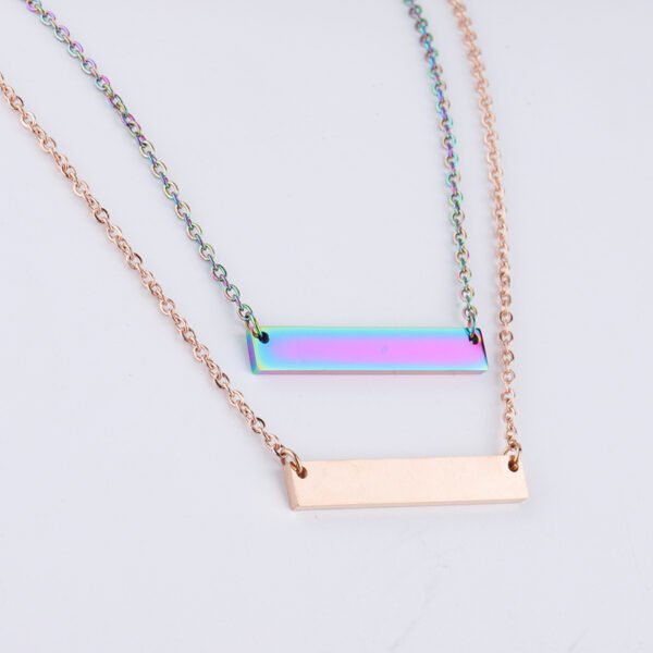 35*6mm DIY Engrave Logo 16/18/20inch Chain Geometric Jewelry Custom Stainless Steel Bar Necklace