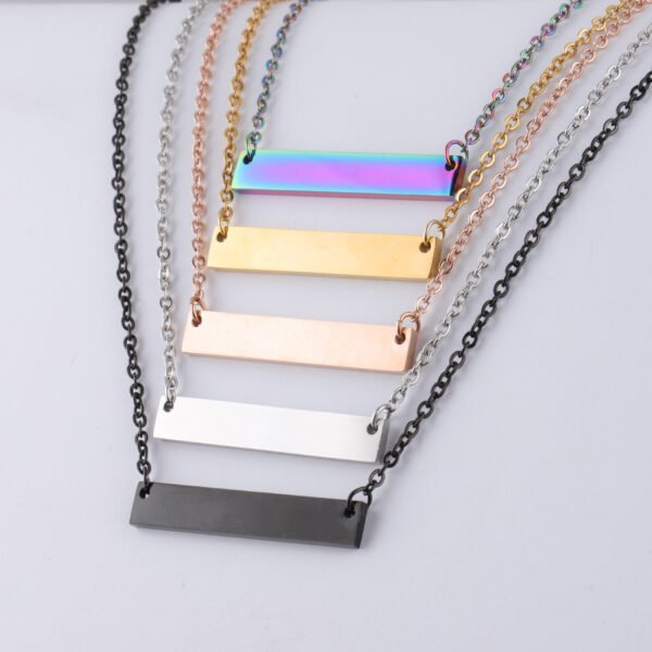 35*6mm DIY Engrave Logo 16/18/20inch Chain Geometric Jewelry Custom Stainless Steel Bar Necklace - Image 2