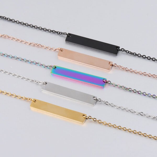 35*6mm DIY Engrave Logo 16/18/20inch Chain Geometric Jewelry Custom Stainless Steel Bar Necklace - Image 3